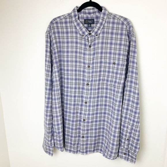 Wallin Bros plaid blue gray long sleeve button up 2XL - Picture 2 of 6